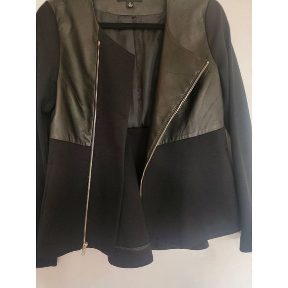 Elizabeth & James 100% real lamb leather upper side zip peplum jacket size 6 - Picture 5 of 8